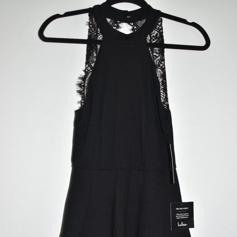 Lulus Women's New Black Dress Lace Halter Back